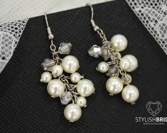 Wedding Pearl Earrings, Bridal Pearl Earrings, Handmade Pearl Earrings, Jewelry Earrings, Handmade Jewelry, Wire Earrings