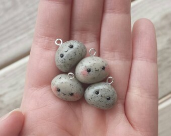 Pet Rock Charm-Polymer Clay Charm-Handmade Charm-Handbag Charm-Planner Charm-Kawaii Charm-Polymer Clay Jewelry-Polymer Clay Pendant