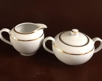 Elegant "Bistro Gold" cream and Sugar Set by Danica