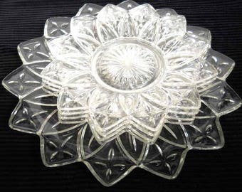 Federal Glass Petal Ware Afternoon Tea Dessert Set Vintage