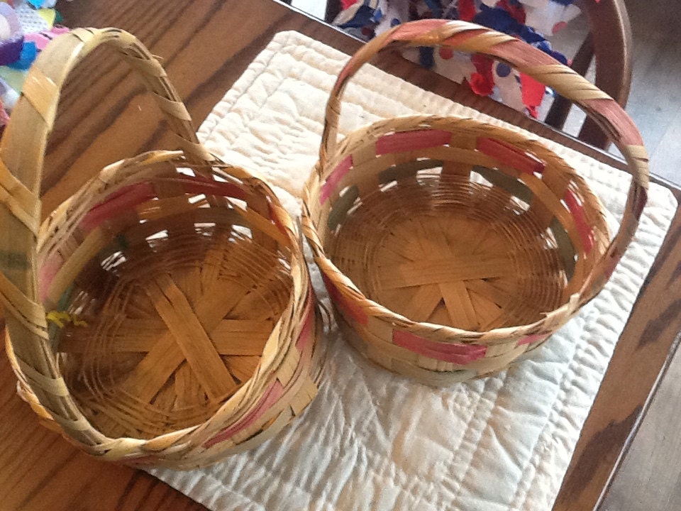 Vintage Woven Straw Easter Baskets