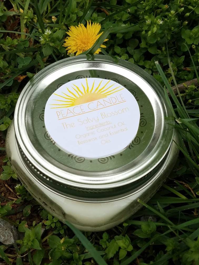 Peace Organic Coconut Oil Candle and Poem All Natural