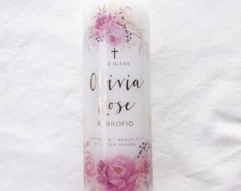NEW!! Baptism Candle, Christening Candle Personalised Foil Baptism Candle Personalised Foil Christening Candle(olivia)