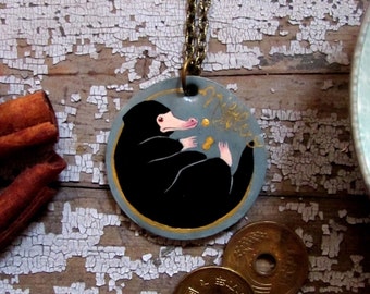 Harry Potter jewelry - niffler necklace - Fantastic Beasts and Where to Find Them -niffler medallion - harry potter necklace