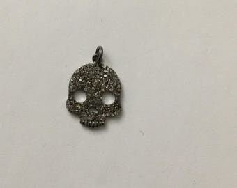 Pave diamond sterling silver charm