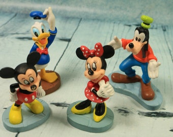 Vintage Disney Figures Mickey Minnie Donald Duck Pluto