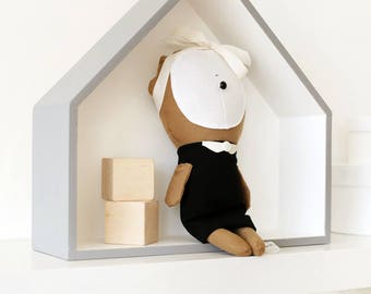Wooden grey house shelves / Home Wall Shelf Display / House Shape Storage Box / Wooden house shelf