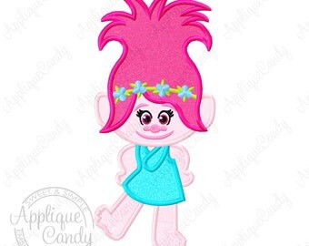 Trolls Poppy Applique 2 Machine Embroidery Design Digital File 4x4 5x5 6x6 5x7 8x8 9x9 6x10 Princess logo branch troll INSTANT DOWNLOAD