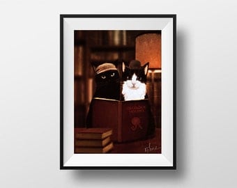 Poster of Sherlock Holmes and Watson - digital artwork reproduced on A4 photo paper