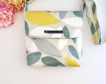 Oilcloth bag, crossbody bag, fabric bags, waterproof bag, yellow bag, yellow handbag, cotton bags, work bag, womens purses, fabric handbags