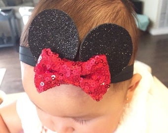 Baby Minnie Ears, Minnie Mouse Headband, Disney Headband