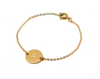 Initial Bracelet, Gifts for Her, Letter Bracelete, Personalized Bracelet, Gift for Mom, Dainty Gold Bracelet, Toggle, in Silver, Gold Fill,