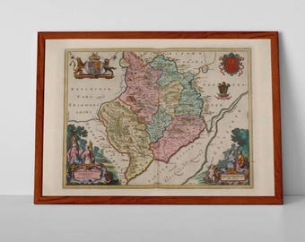Old Map of Monmothshire | Fine Art Giclée Reproduction | Antique Map of Monmoth; Usk, Abergavenny, Chepstow, Caldicot, Tintern, Raglan, UK