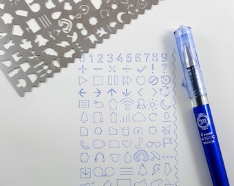 Icon Stencil, Hobonichi Stencil, Planner Stencil, Metal Stencil, Filofax Stencil, Bullet Journal Stencil