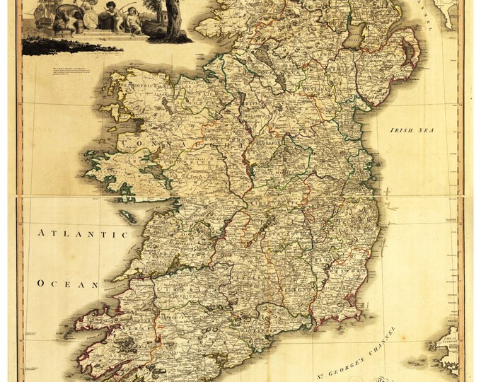 Map of Ireland - vintage PRINTABLE MAP old Irish map digital download print 1800s, 8x10, 11x14, 16x20, 24x30