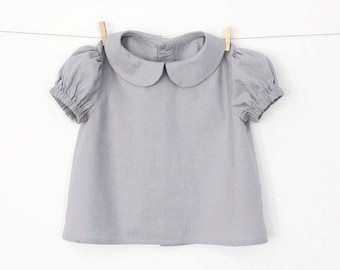 Girls Peter Pan Collar Blouse with Puff Sleeves – Pattern PDF Sewing Pattern – Instant download