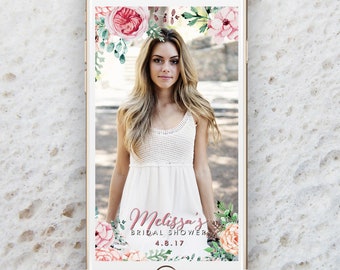 Floral Bridal Shower Geofilter, Snapchat Floral Wedding filter, Boho Geofilter, Pink Geofilter, Bridal Shower Geofilter, Bachelorette filter