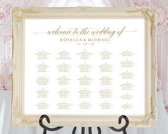 Gold Wedding seating chart, printable seating chart, Seating Chart Template, Seating Board, Find your seat sign, guest list board, WPC_58