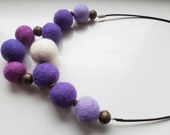 Purple Felted Necklace