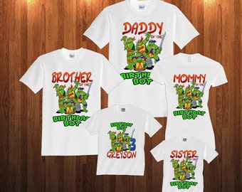 TMNT Ninja Turtles Birthday Long Sleeve and Short Sleeve Shirt, Custom personalized t-shirts for all family, t2
