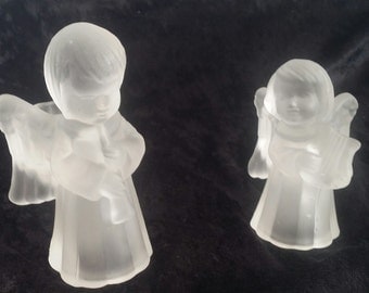 Frosted glass Angel Candle Holders