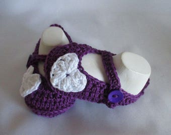 Baby shoes of Mary Janes ballerinas purple violet about Gr. 17/18 foot approx 11 cm cotton