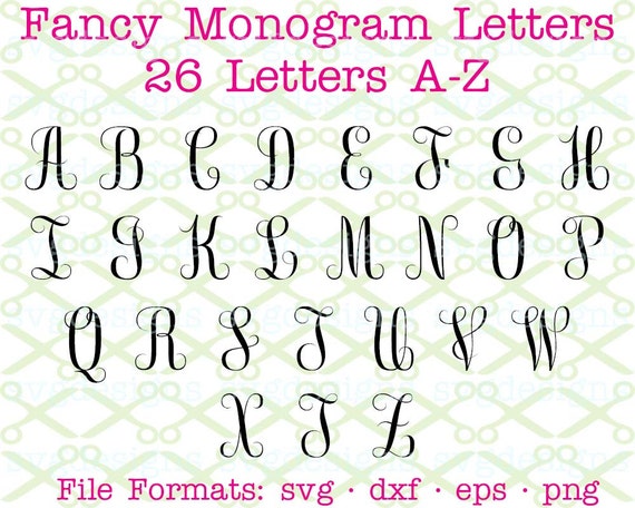 FANCY MONOGRAM SVG Dxf Eps Png Fancy Monogram Letters Svg