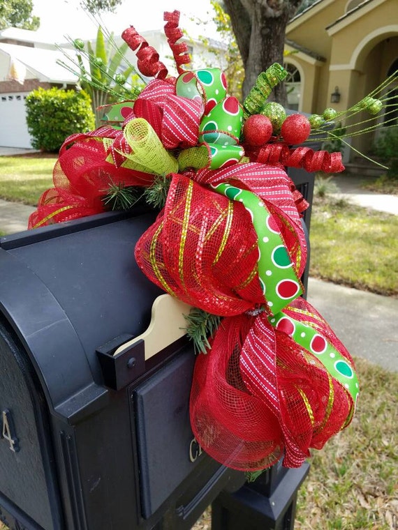 Mailbox swag Christmas decor Christmas mailbox swag mesh