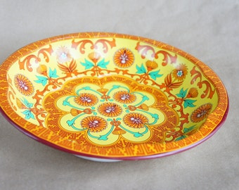 Retro Daher Metal Tin Bowl, Vintage Daher Decorated Ware metal serving bowl 1971 England, MidMod Tin Bowl
