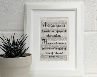 Jane Austen, Pride and Prejudice, Vintage Book Print, Literary Quote, Book Page Print, Book Lover Gift, Library Decor, Best Friend Gift