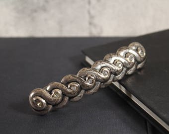 Metal Hair Clip, Celtic Hair Accessories, Metal and Rhinestone Barrette, Silver Hair Clip, Silver Hair Barrette, Celtic Jewelry