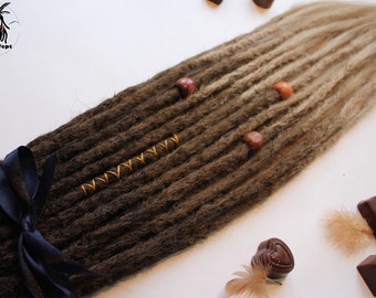 Chocolate single and double ended synthetic dreads