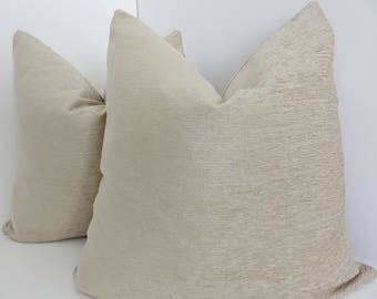 Cream Pillow Covers- Cream Chenille Pillows- Accent Chenille Pillow- Solid Cream Chenille Pillows