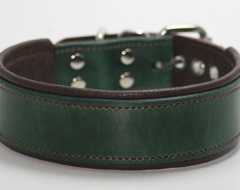 Handcrafted Leather Dog Collar- Dog lovers 100% Real Leather -Quality Leather Dog Collars 1 & 1/2 inch wide+