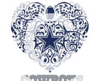 Dallas Cowboys Ornate Heart SVG File