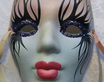 Vintage Mask ~ New Orleans ~ hand painted mask - harlequin mask
