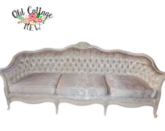 Vintage Tufted White Sofa