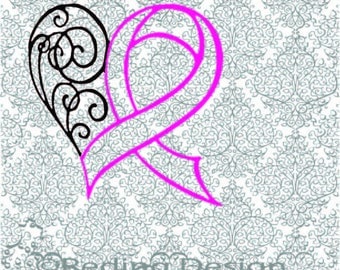 Pink Awareness Heart Breast Cancer SVG Digital Cut File