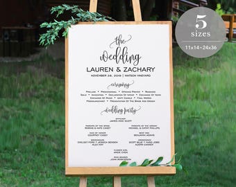 Wedding Program Sign Template, Printable Wedding Program Board, Program Sign, Wedding Sign, Editable PDF, Instant Download #SPP013pb