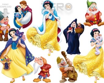50 Snow White Clipart, 300DPI PNG Images, Instant Download, Printable Iron On Transfer or Use as Clip Art - DIY Disney