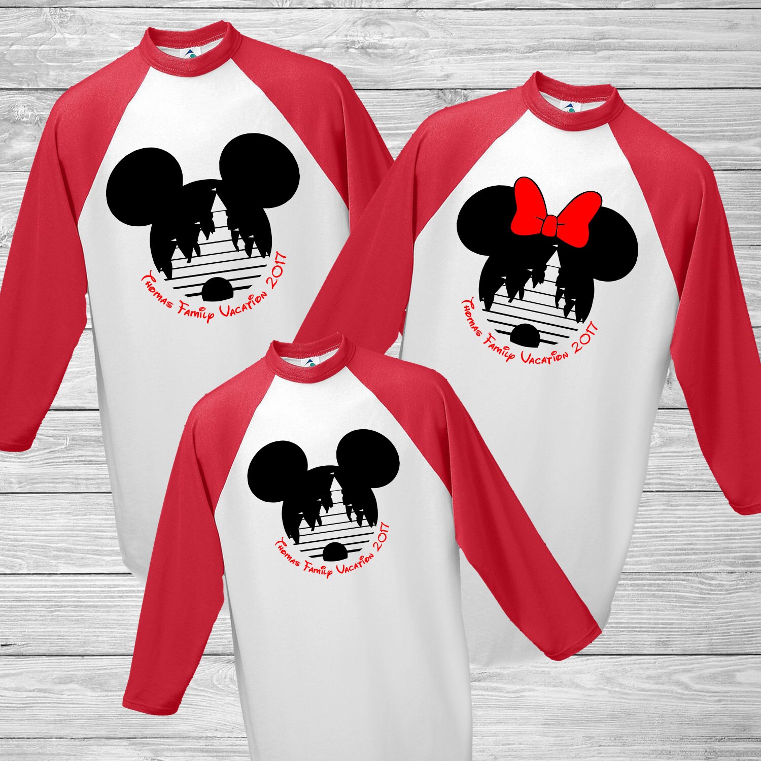 Baseball Disney Family Vacation 3/4 Sleeve Shirt Mickey