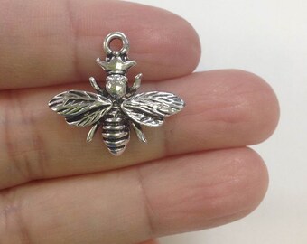 4 Pieces Bee Charm, Queen Bee Charm, Honey Bee Charm, Bumbble Bee Charm