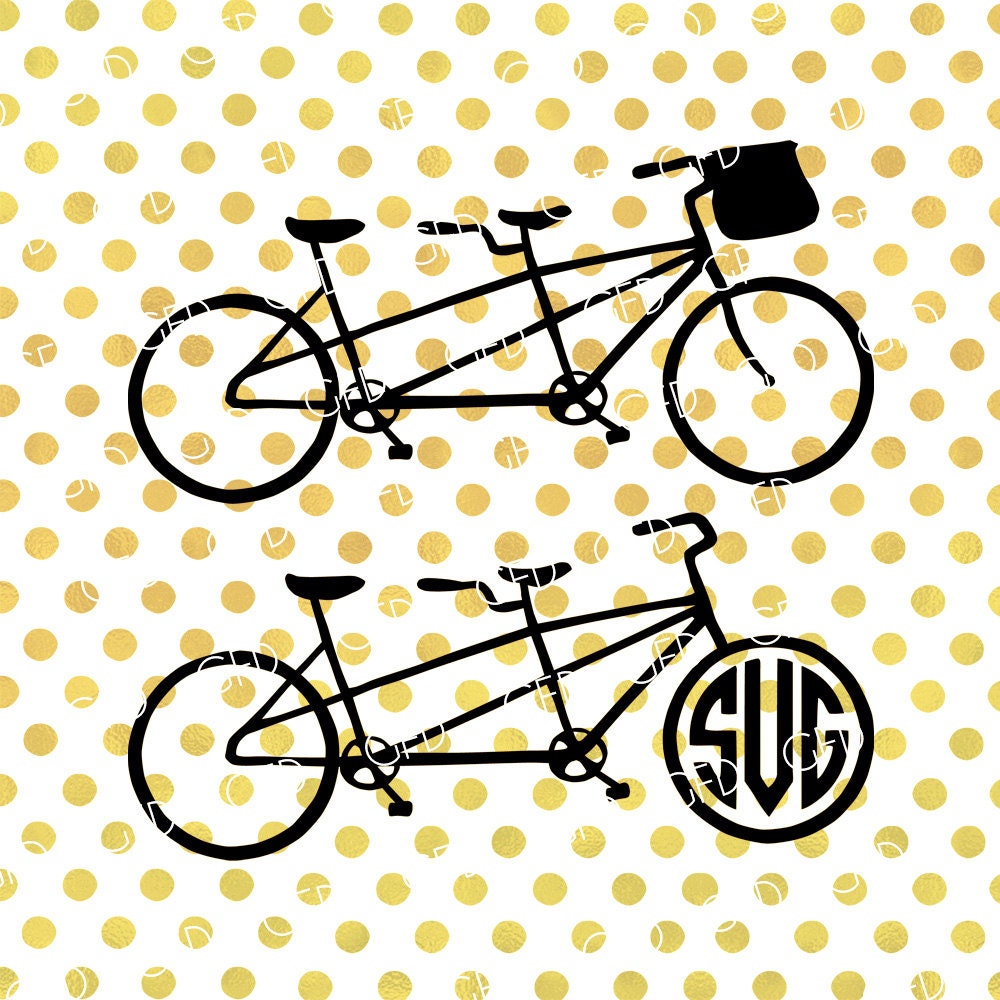 Tandem Bike SVG Tandem Bicycle Monogram Frame SVG Tandem