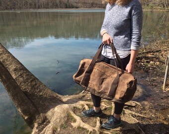 Waxed Canvas Duffle Bag, Duffel Bag, Weekender Bag, Overnight Bag, Weekend Bag, Mens Duffle Bag, Travel Bag, Carry On Bag, Waxed Canvas Bag