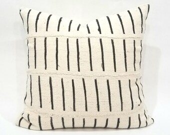 20" Cream african mudcloth pillow cover
