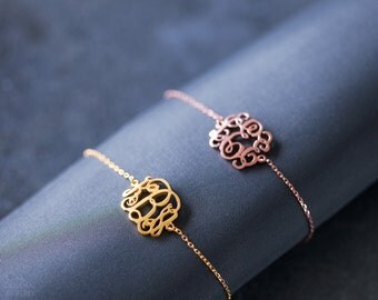 Personalized Monogram Bracelet -Gold Monogram Custom Bracelet -Dainty Monogram Bracelet -Bridesmaid Gift -Friends and Family Gift