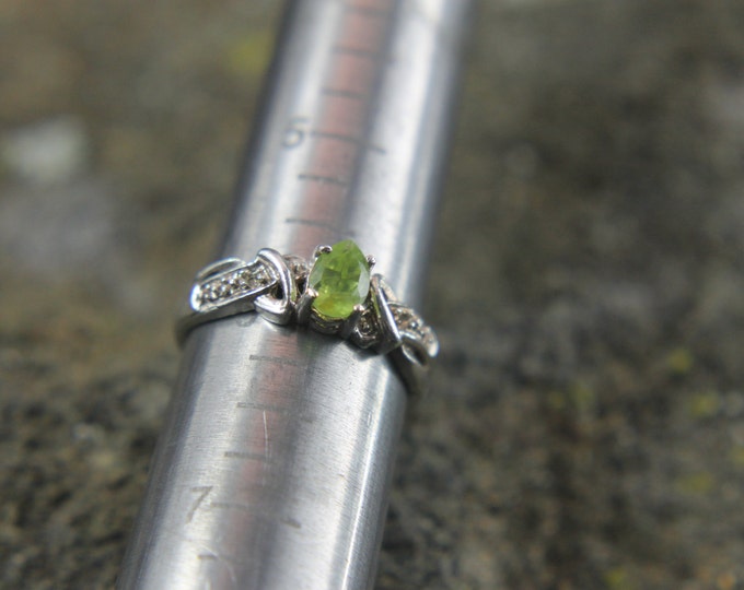 Sterling Silver Pear Cut Lime Green Peridot Gemstone Ring Size 6, Fancy Fashion Ring, Ladies Jewelry, August Birthstone, Gift for Her