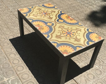 Table, table hydraulic mosaic recovered model