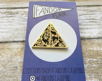 Hallows pin, Hufflepuff Pin, Floral Hallows Pin