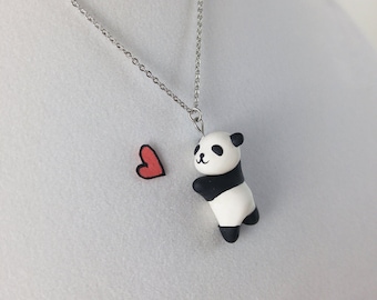 Cute Panda Necklace // Polymer Clay Pendant // Kawaii Black and White Panda Bear // Animal Lover Gift // Gifts for Daughter and Girlfriend